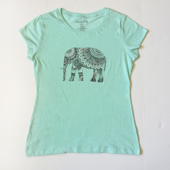 Wound Up Tops - Decorative Elephant Girls Crew Neck Tee